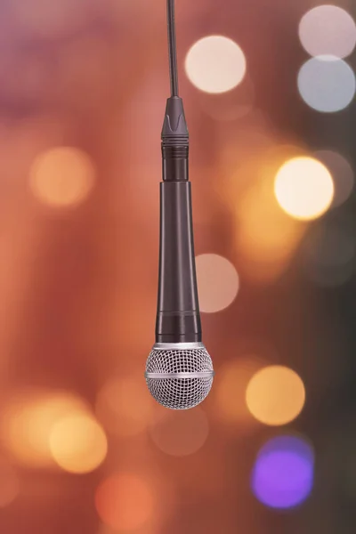 Microfone Dinâmico Com Fundo Desfocado Mic Vista Frontal — Fotografia de Stock