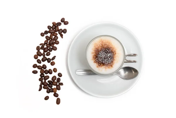 Caffè Con Latte Cereali Isolato Priorità Bassa Bianca Vista Dall — Foto Stock