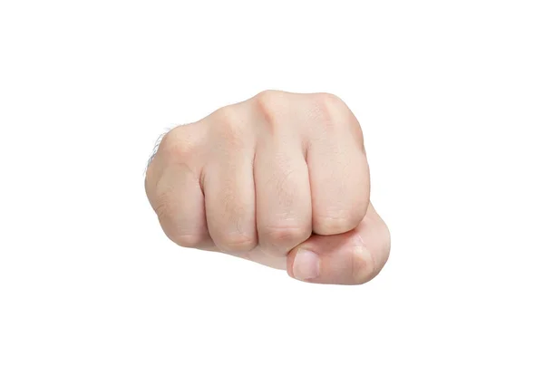 Front Fist Man Isolated White Background Simbolic Fight — Stok Foto