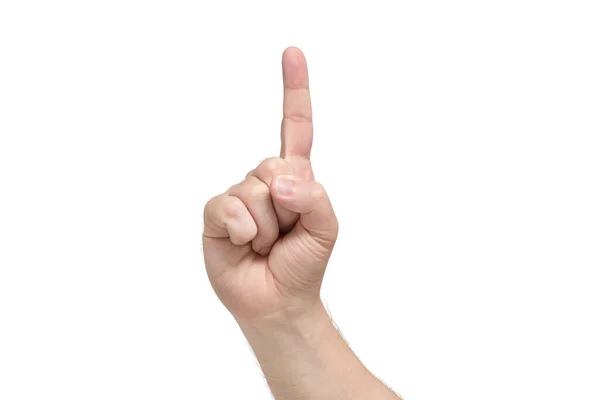 Pointing Finger Hand Isolated White Background Front View — Stock Photo, Image