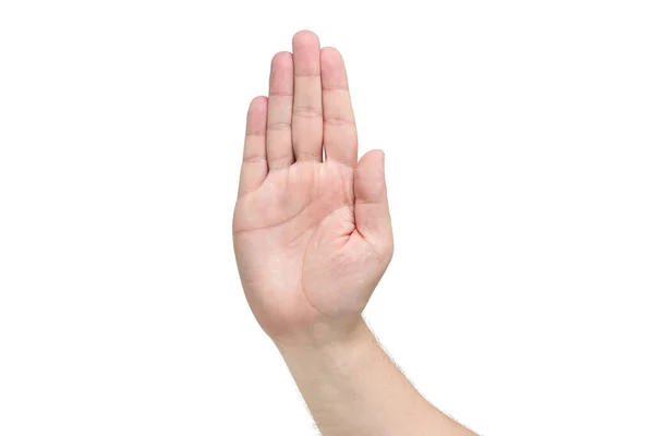 Hand Symbol Means Stop White Background Front View — Stock Photo, Image