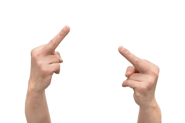 Insulting Gesture Finger Isolated White Background Front View — Stok Foto