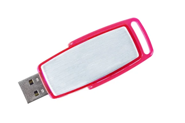 USB Red ve Metalik Flash Disk. Beyaz izole arkaplan