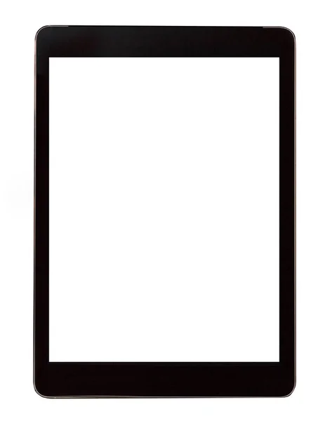 Black Computer Tablet Isolated White Background Front View Stok Gambar Bebas Royalti