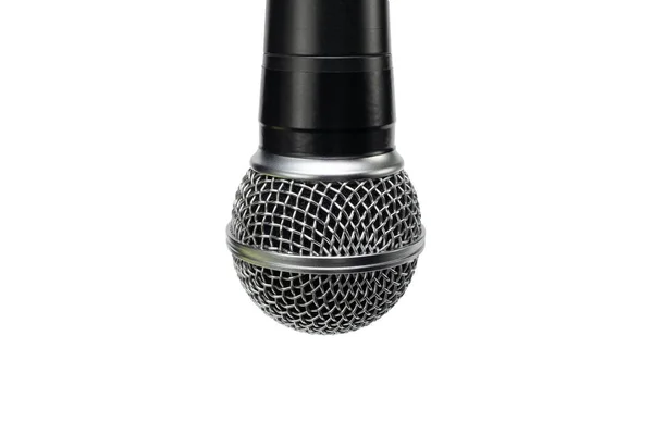 Close Professional Microphone Hanging White Isolated Background — ストック写真