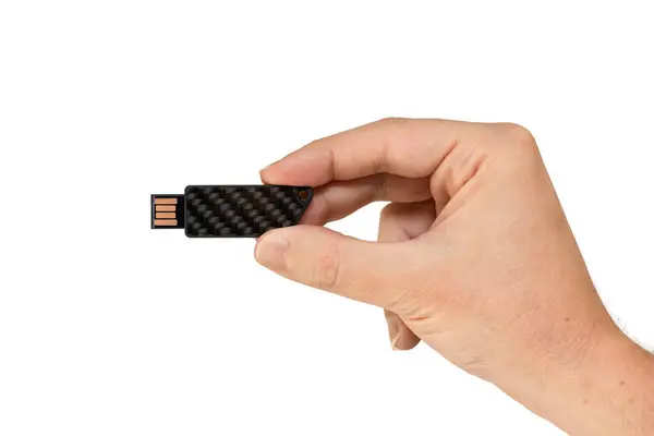 Black Usb Ручка Привода Стороны Изолированной Белым Фоном Вид Спереди — стоковое фото