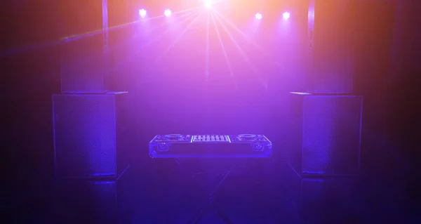 Disc Jockey Mixer Lights Disc Laser Professional Speakers — 스톡 사진