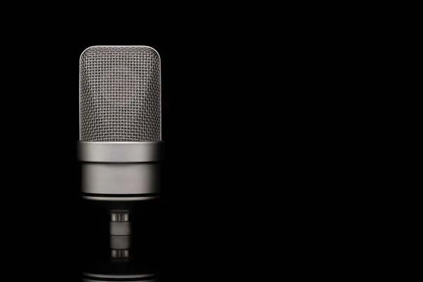 Mic Close Professional Condenser Microphone Black Isolated Background Large Diaphragm — ストック写真