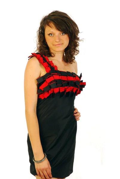 Woman in elegant black dress 009 — Stock Photo, Image