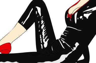 çok şehvetli siyah elbiseli bir kız