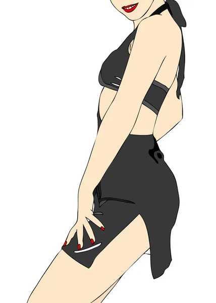 Sexy kobieta w czarnej sukni — Zdjęcie stockowe