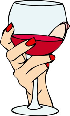 el ile bir bardak kırmızı şarap