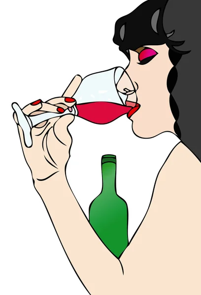 Žena a víno — Stock fotografie