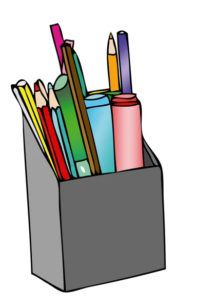 Pencil holder on the desk — Stock Photo, Image