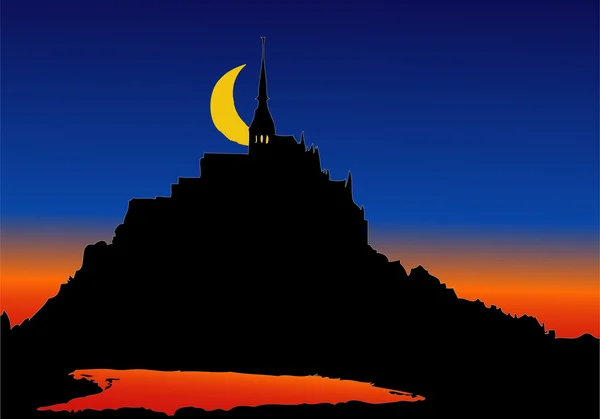 Solnedgång vid Mont Saint Michel — Stockfoto