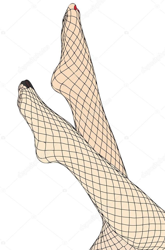 Feet and fishnet stockings