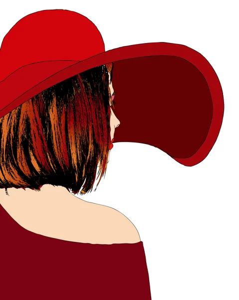 Belle fille avec chapeau rouge — Image vectorielle