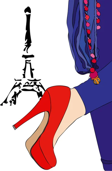 Mode unterm Eiffelturm — Stockvektor