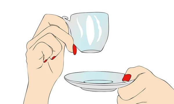 Жіноча рука з чашкою кави — стоковий вектор