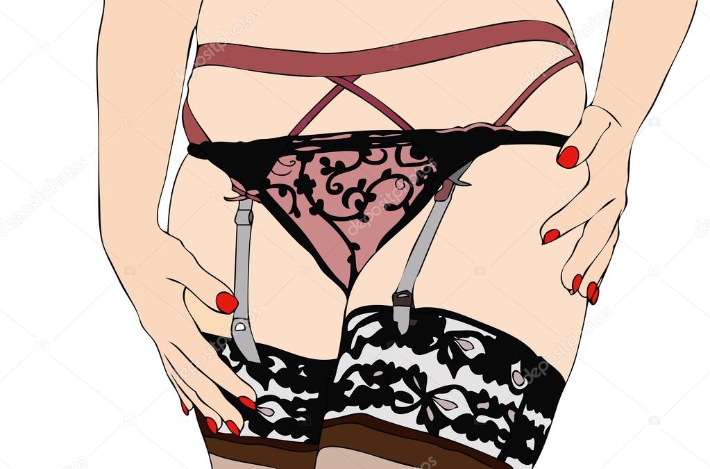 In provocative garter belt