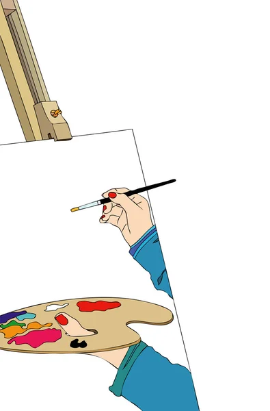 Pintor con paleta de colores — Vector de stock