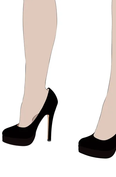 The beautiful legs of the woman with black shoes — Stock Vector