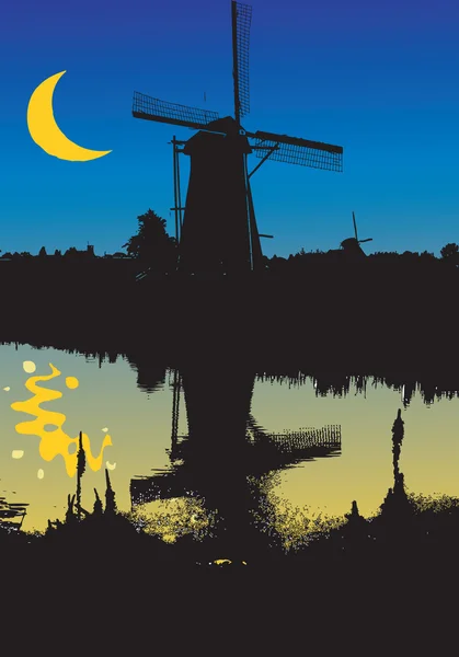 Os moinhos de vento holandeses —  Vetores de Stock
