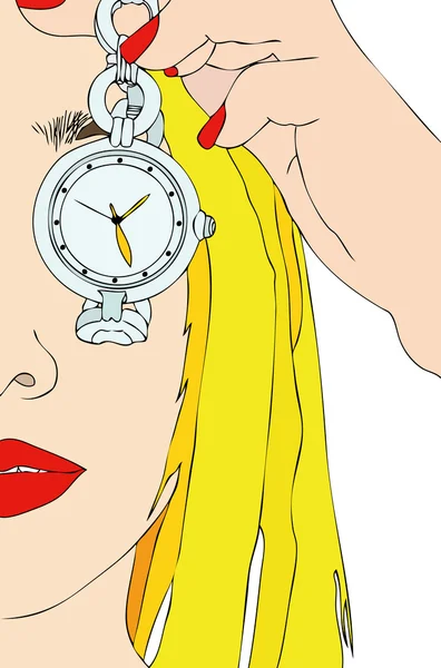 The Girl and the Clock — Stock Vector