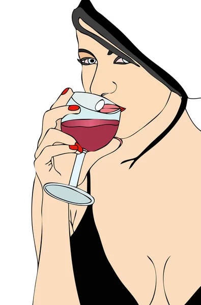 Красивая женщина пьет вино — стоковое фото