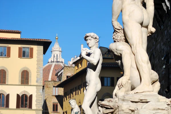 Florencie-Signoria Square-umění a krása-Toskánsko-Itálie - — Stock fotografie