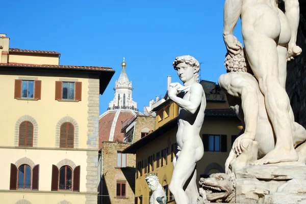 Florencja-Signoria Square-sztuka i uroda-Toskania-Włochy - — Zdjęcie stockowe