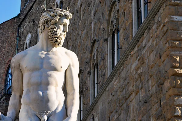 Palazzo della Signoria y estatua de Neptuno Florencia Italia — Foto de Stock