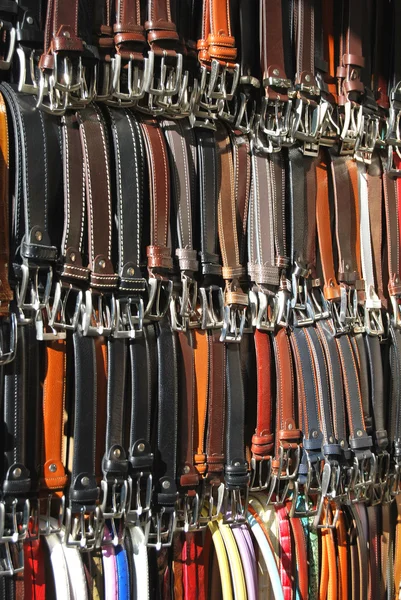 A Bench of the Market - Leather Belt - Florence - Italy — Stock Photo, Image