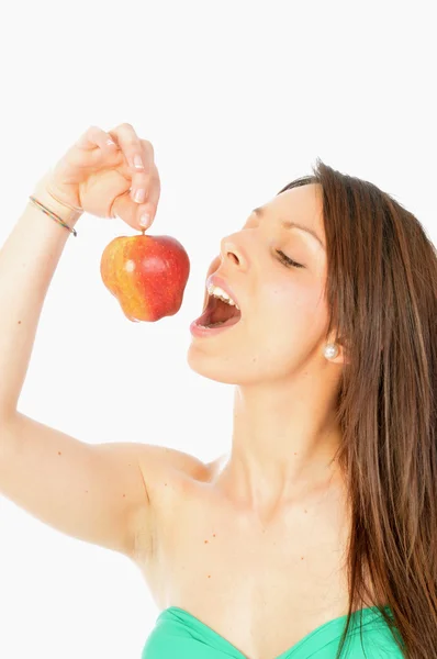 An apple a day keeps the doctor round about (old Italian saying) Stock Picture