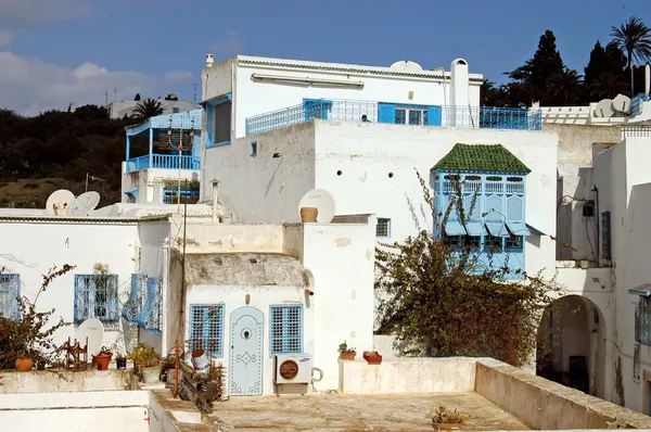 La cour arrière d'une maison à Sidi Bou Saïd à Tunis — Photo