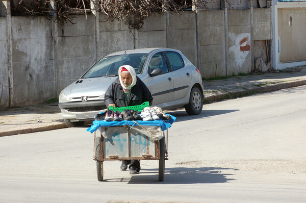 Tunis - Tunisia - 2013 - A hawker of shoes on the streets of Tun