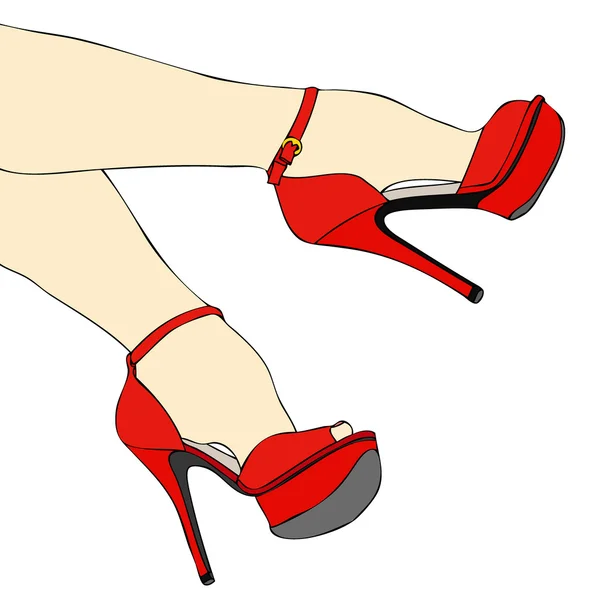 Sexy piernas y pies con zapatos — Vector de stock