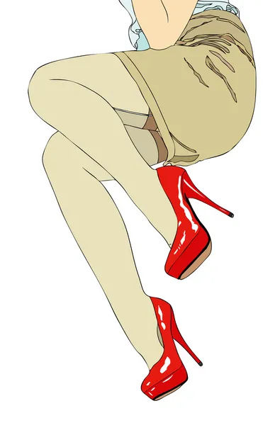 Kvinna med kjol och sexiga ben — Stock vektor