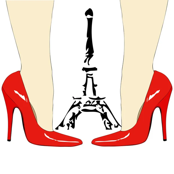 Moda sob a Torre Eiffel - Paris —  Vetores de Stock