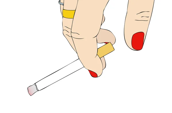 Female hand with cigarette — Stock Vector