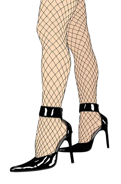 Fishnet stockings and high heels — Stock Vector