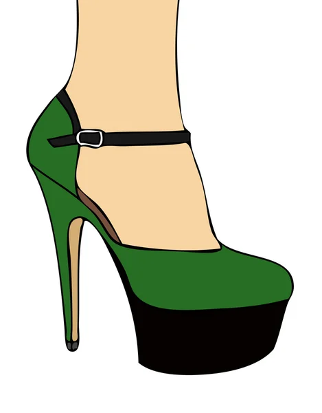 Vackra Gröna Skor Sensuell Kvinna — Stock vektor