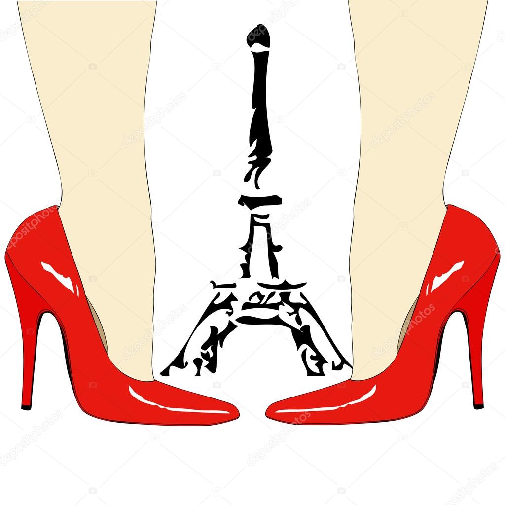 Eiffel Tower Standing On Women Legs In Fishnet Stockings And High Heels  Funny Caricature Black Ink Lines Stock Illustration - Download Image Now -  iStock