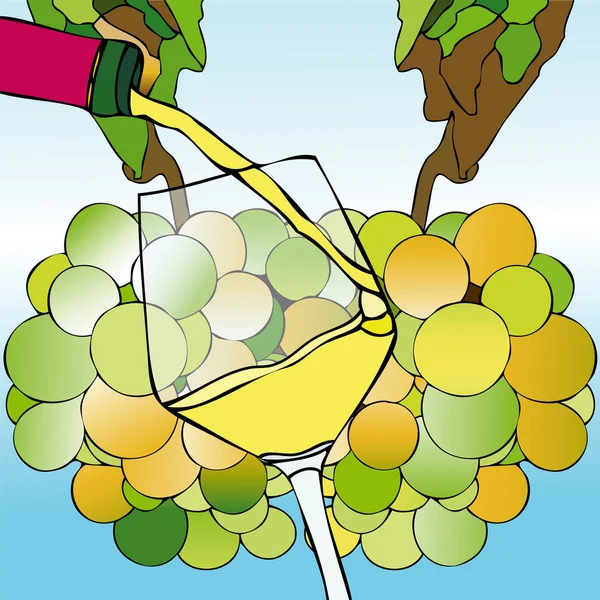 White Wine and Harvest — Stock Vector