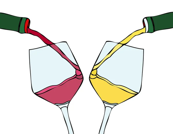 Vino blanco y vino tinto — Vector de stock