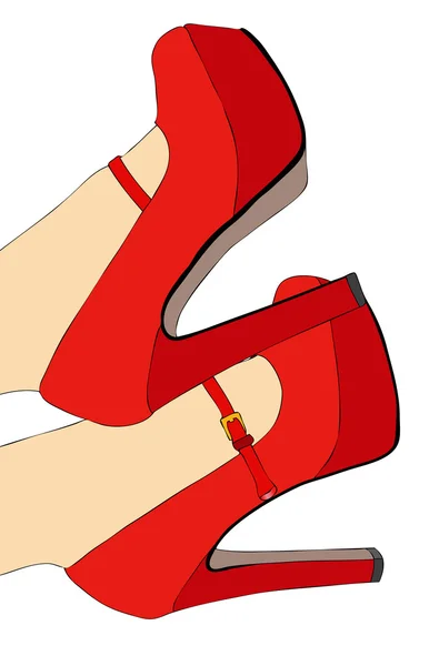 Rode Schoenen Elegant — Stockvector