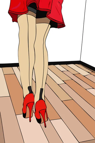 赤い靴のセクシーな脚 — ストックベクタ