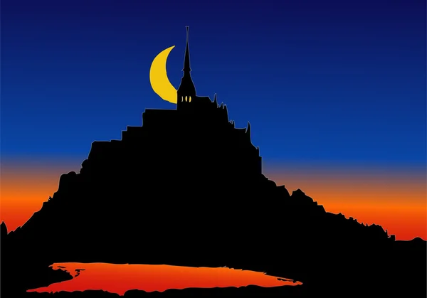 Puesta de sol en Mont Saint Michel — Vector de stock