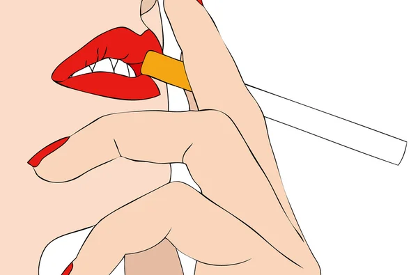 Femme et cigarette — Image vectorielle