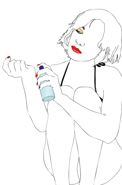 Jeune femme au parfum — Image vectorielle